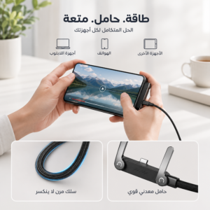 كيبل شحن Type-C 240 واط مع حامل هاتف