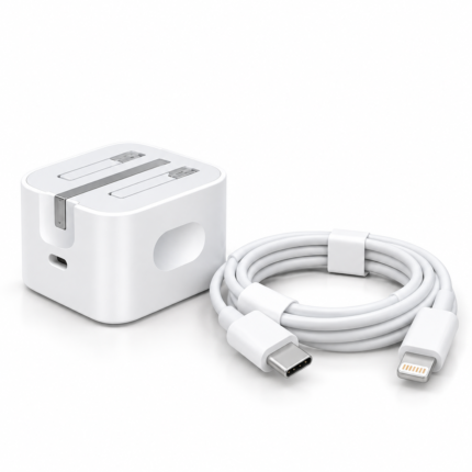 شاحن USB-C 20 واط مع كابل USB-C إلى Lightning – جودة عالية Semi Original
